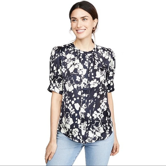 JOIE Devonia Blouse in Midnight Size Small Silky Floral Print MSRP $198 - Picture 13 of 15